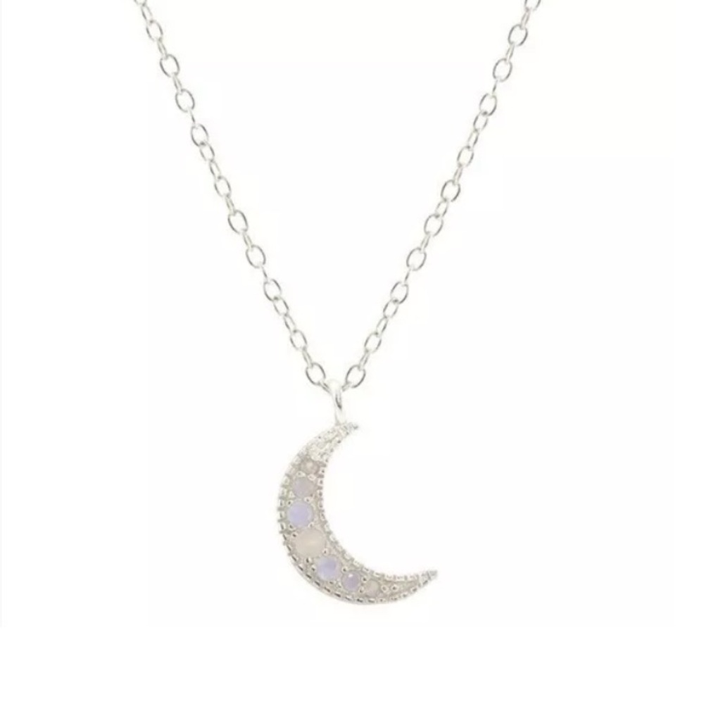 18k Vermeil Gold/ Sterling Silver Crescent Opalescent Moon Necklace